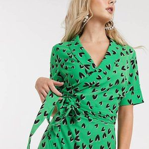Size 4 Never Fully Dressed wrap-front maxi dress with high thigh split in green